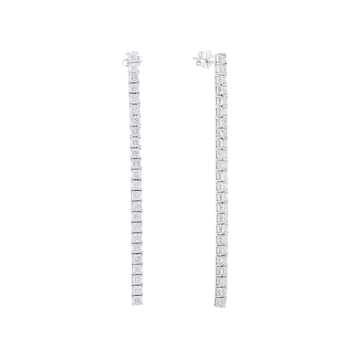 Pair of diamond earrings on a white background