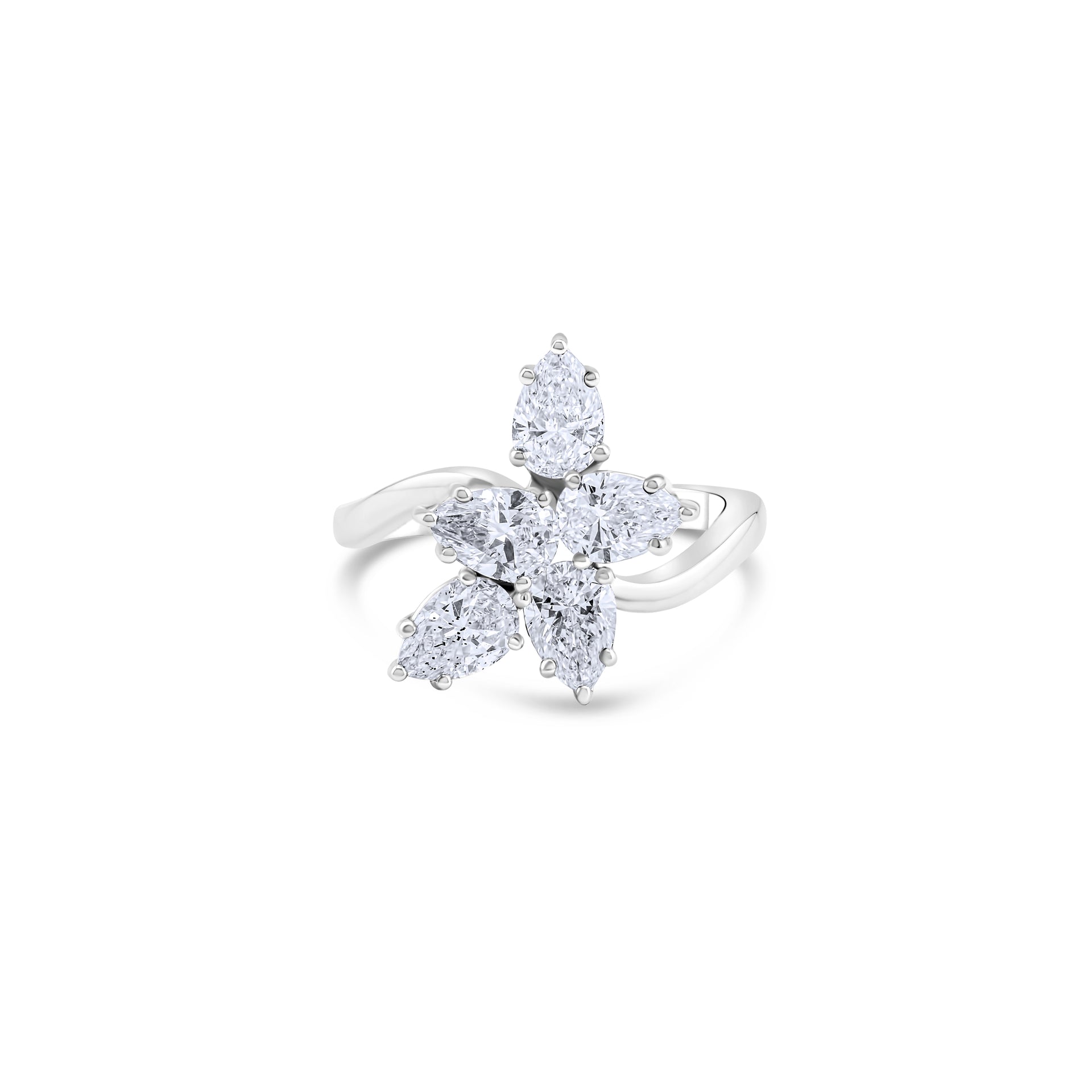 Pear White Diamond Ring