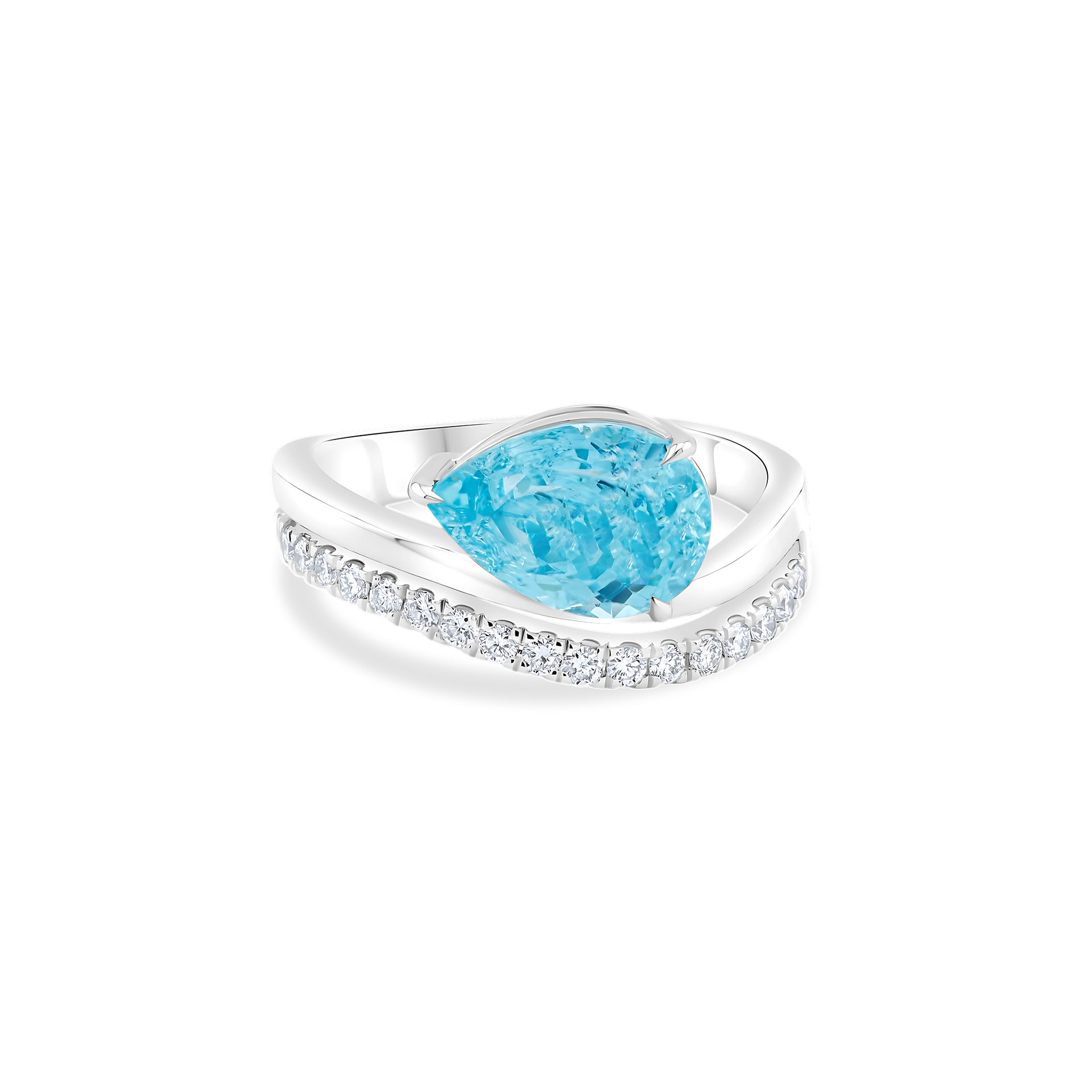 PARAIBA & DIAMOND BYPASS RING