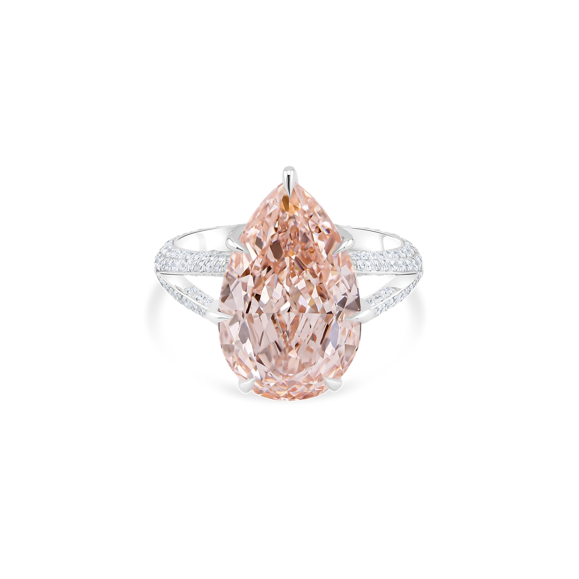 PINK PEAR DIAMOND SPLIT-SHANK RING