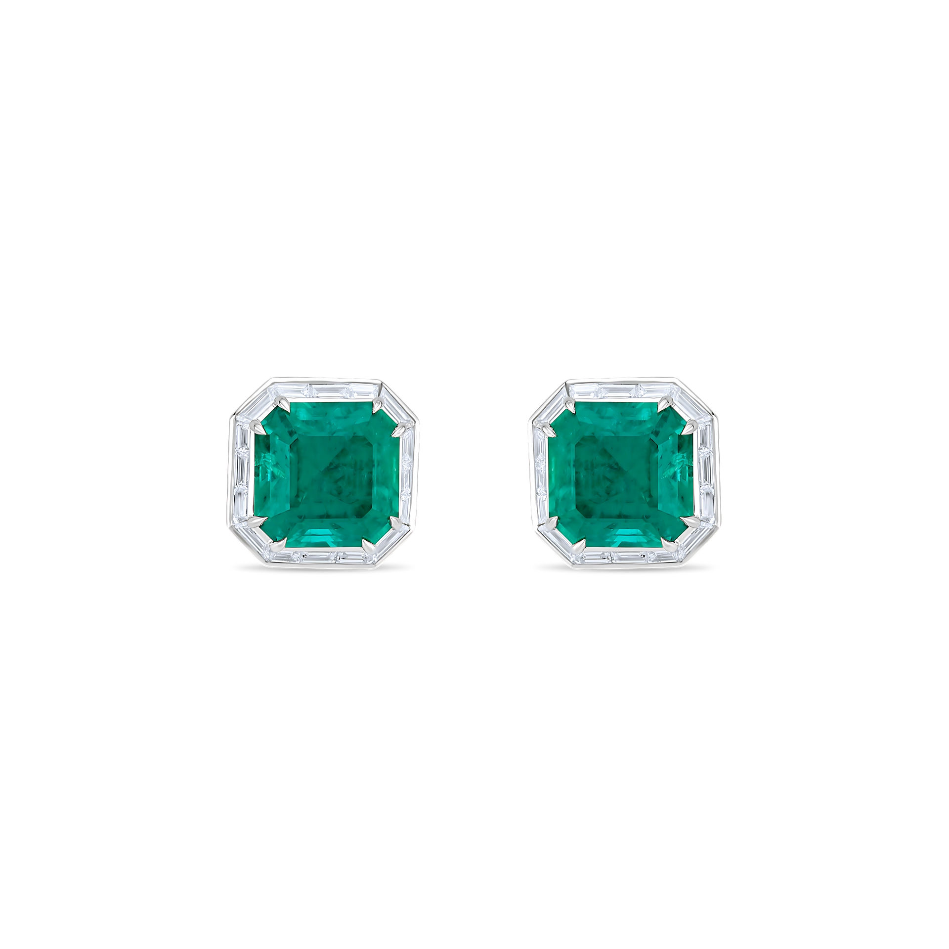 SQUARE EMERALD STUD EARRINGS