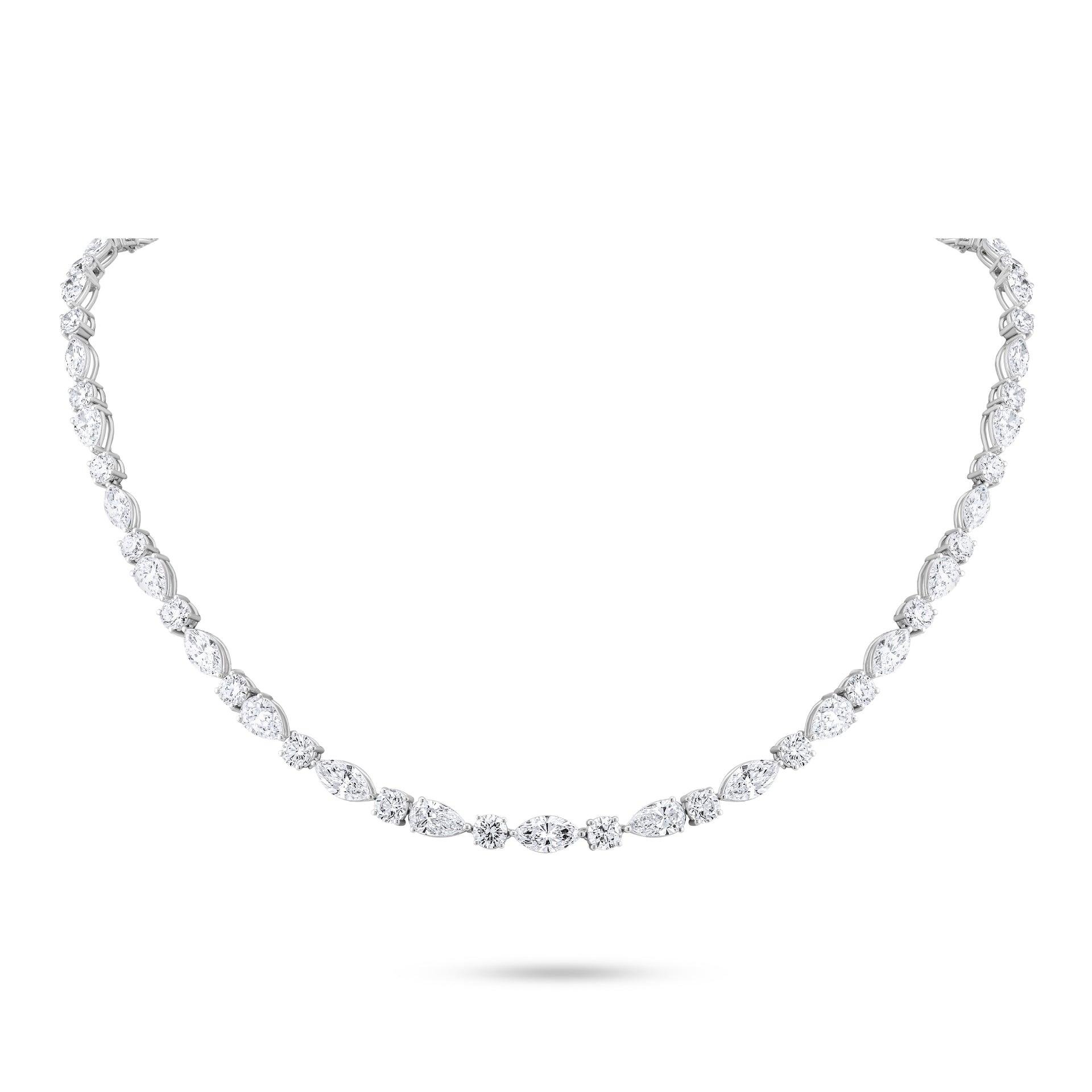Diamond necklace on a white background