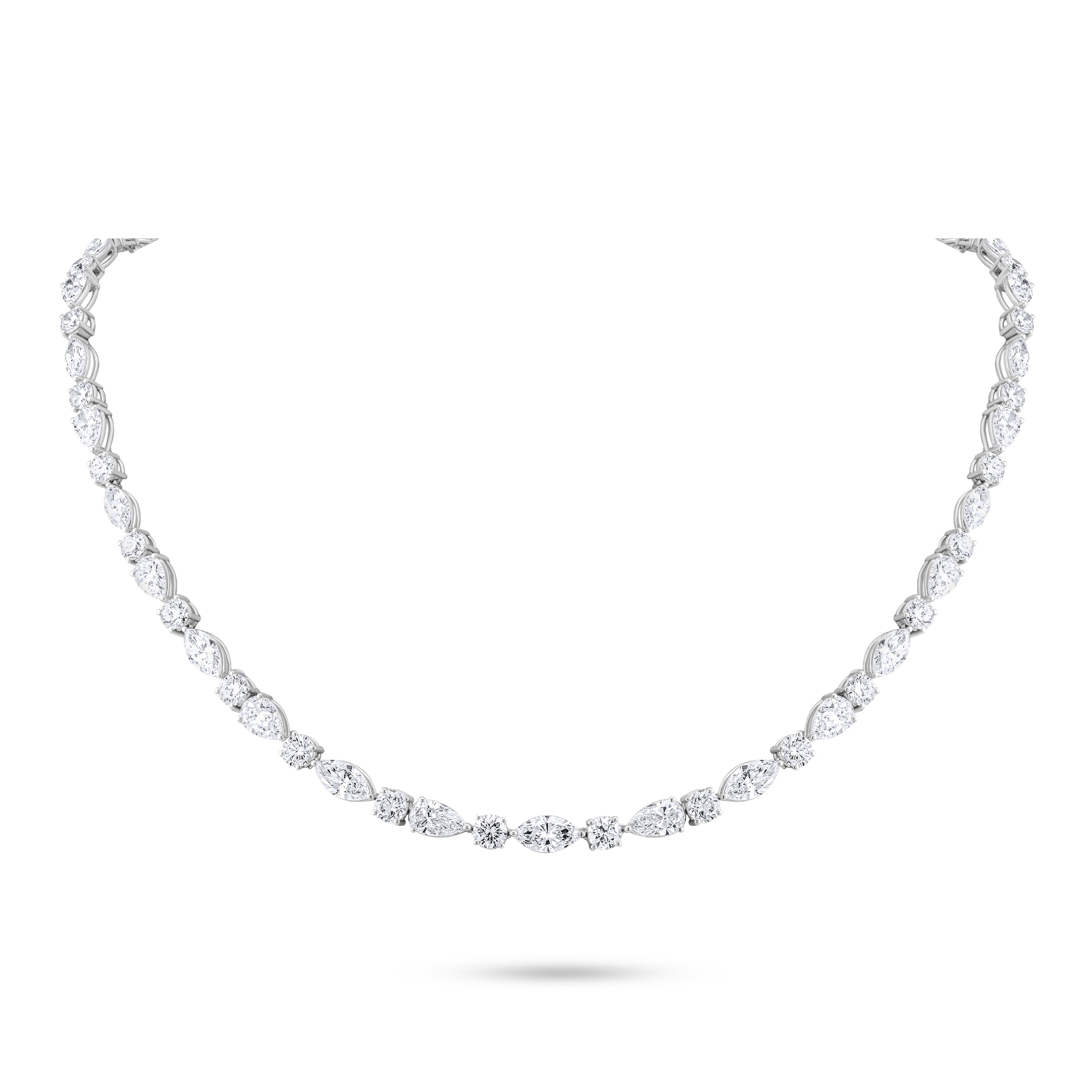 Diamond necklace on a white background