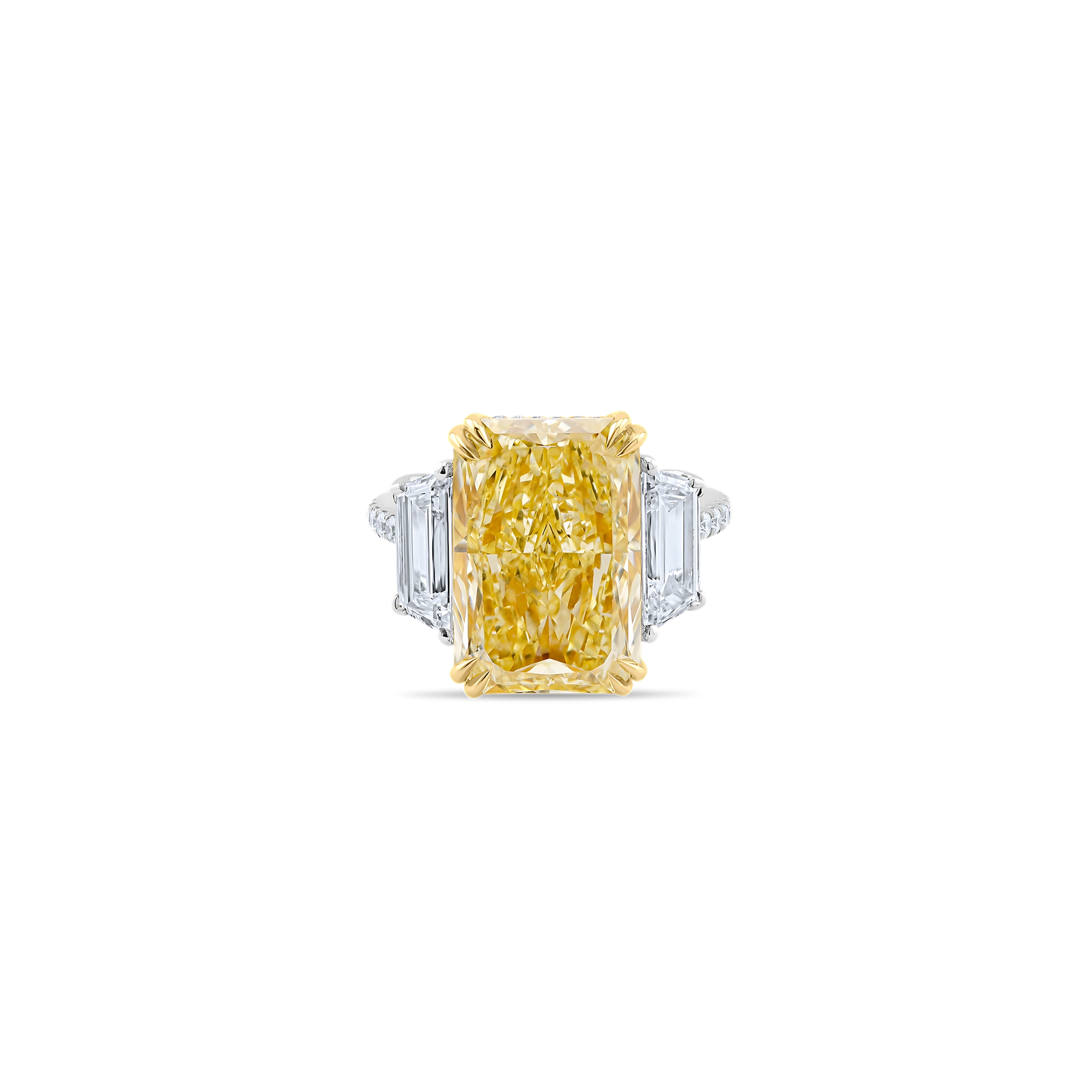YELLOW RADIANT DIAMOND THREE-STONE RING
