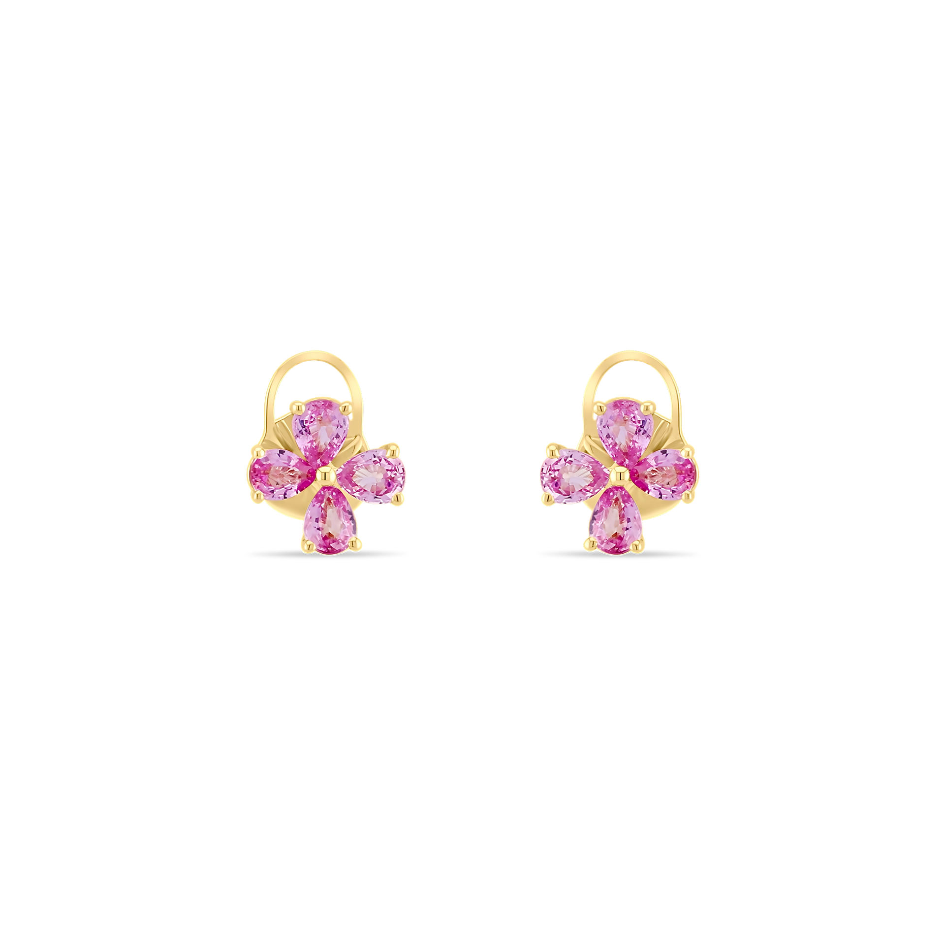 PINK SAPPHIRE FLORAL STUD EARRINGS