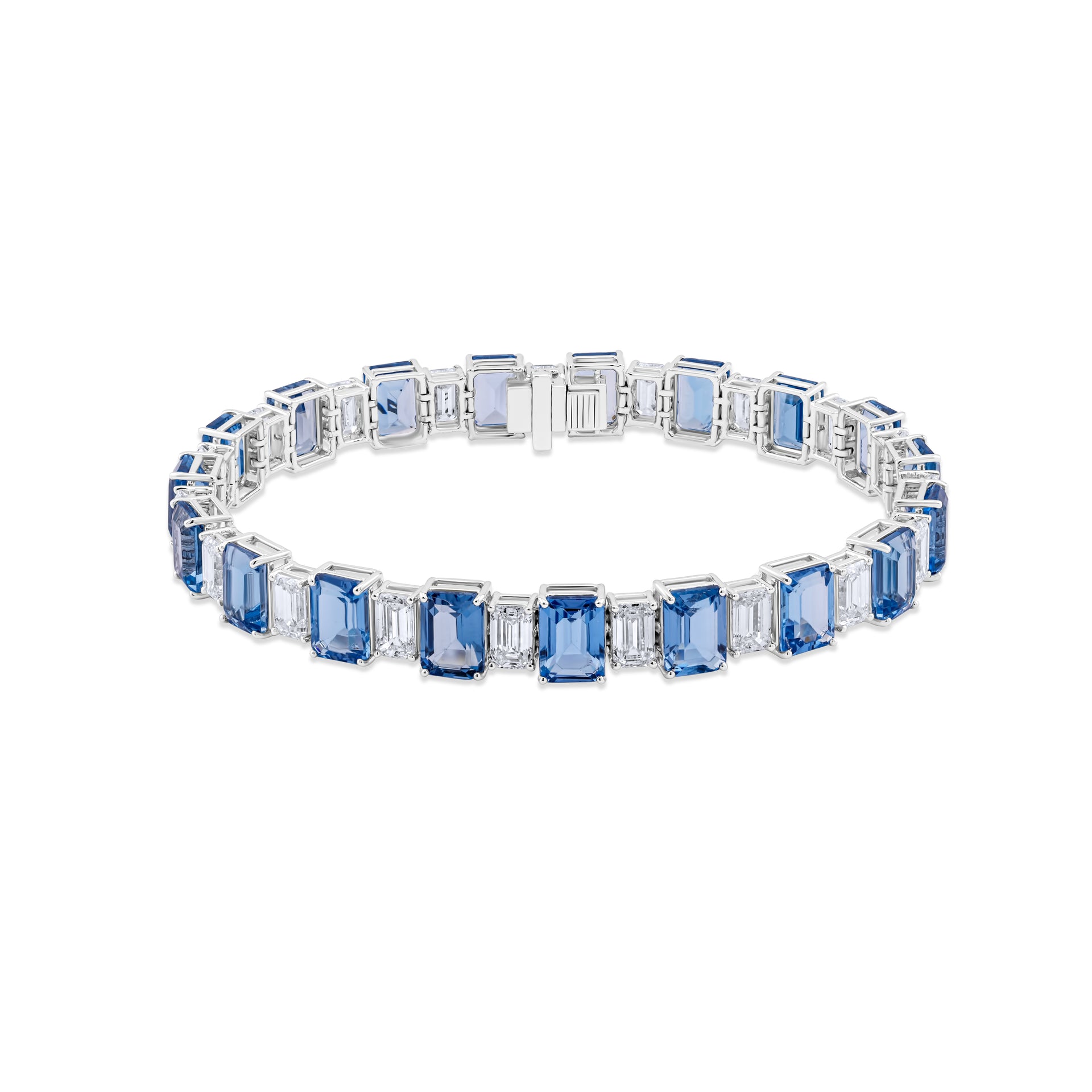 Jewelry bracelet with blue gemstones on a white background