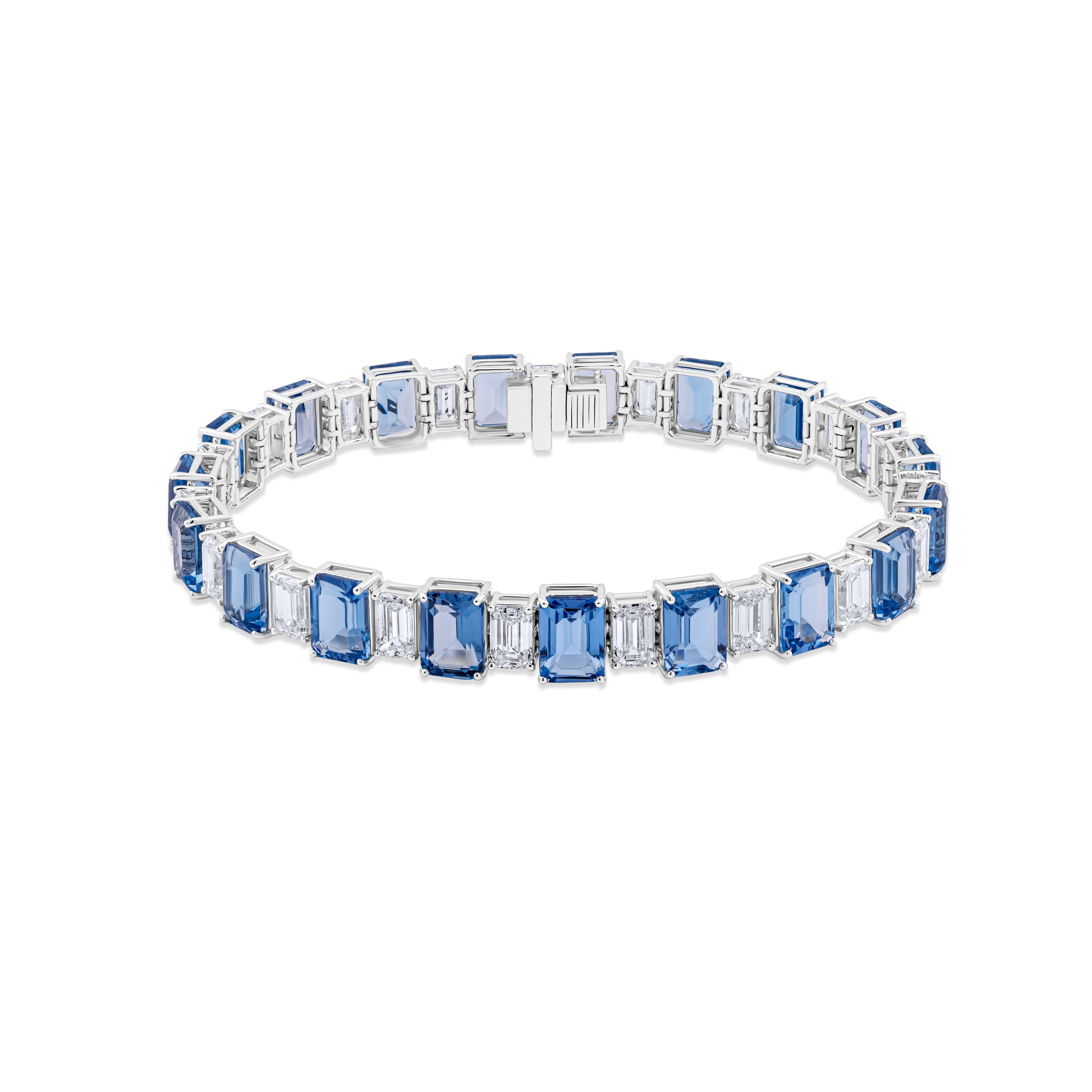 Jewelry bracelet with blue gemstones on a white background