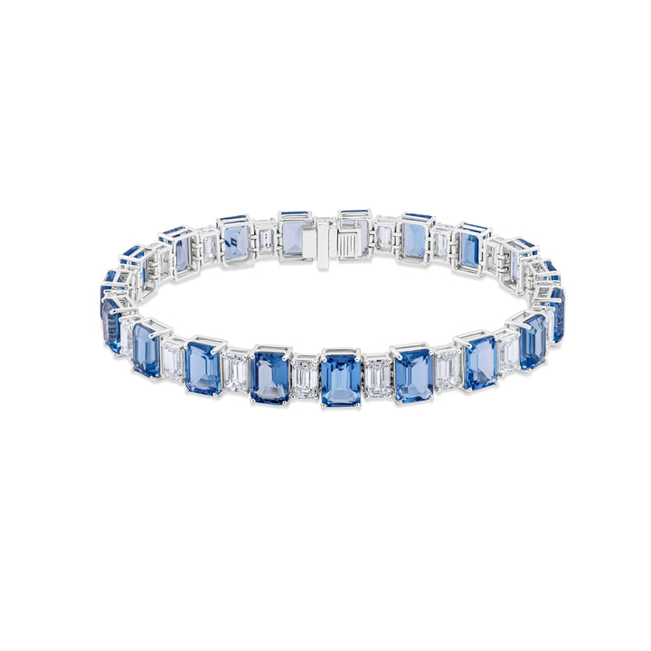 Jewelry bracelet with blue gemstones on a white background