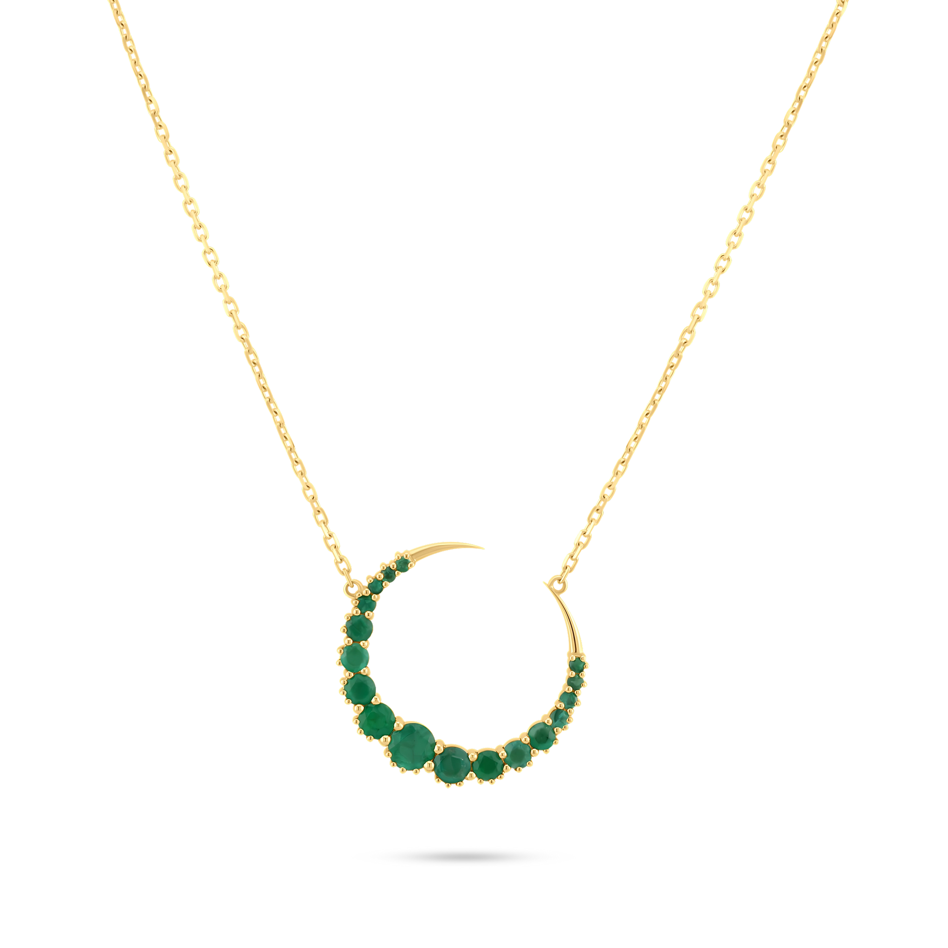EMERALD CRESCENT MOON NECKLACE