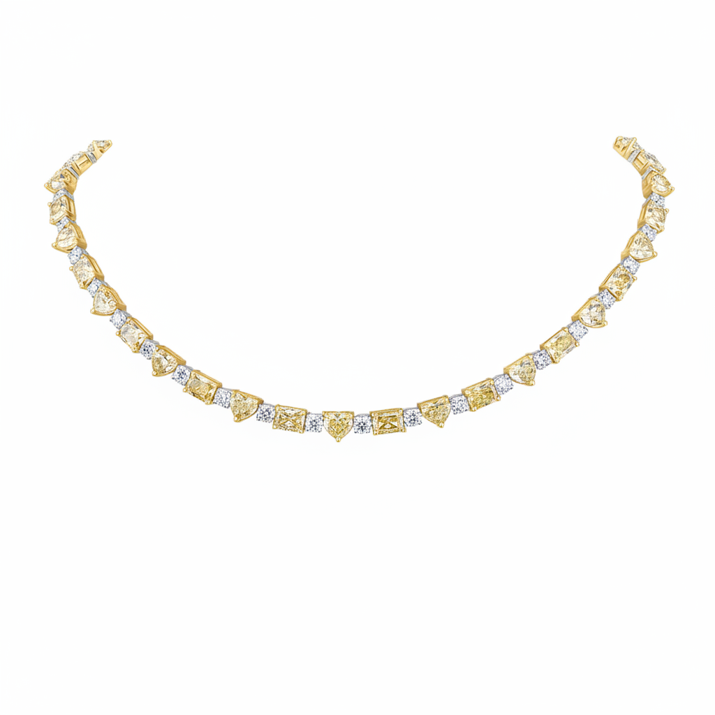 YELLOW & WHITE DIAMOND STATEMENT NECKLACE