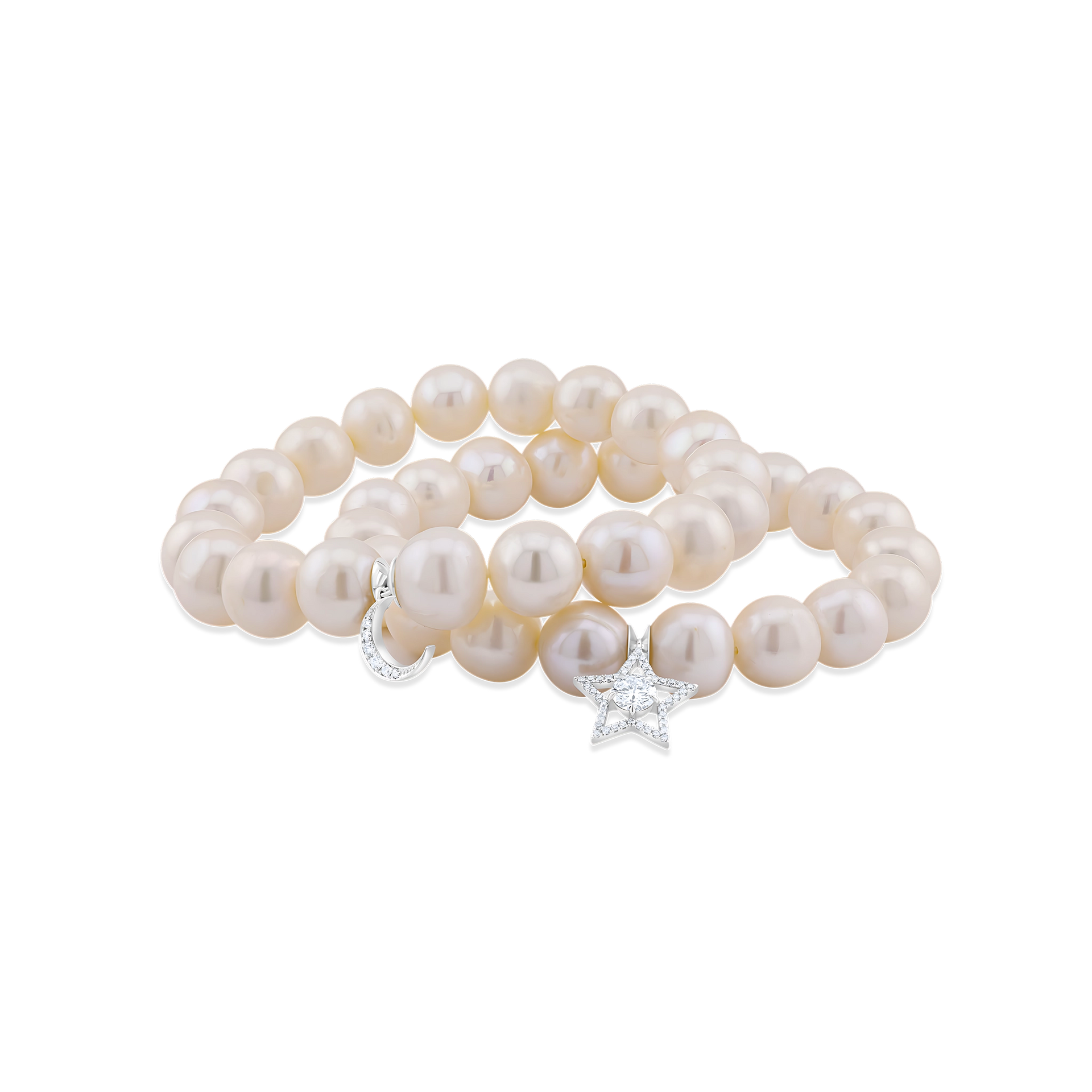PEARL BRACELETS WITH DIAMOND CHARMS