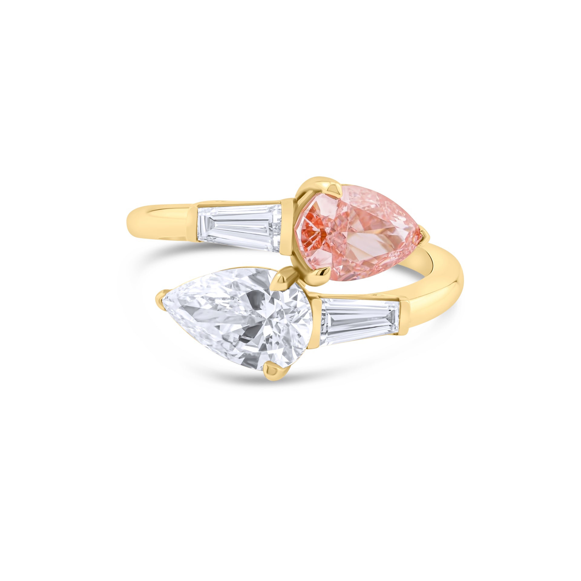 Pink & White Pear Diamond Ring