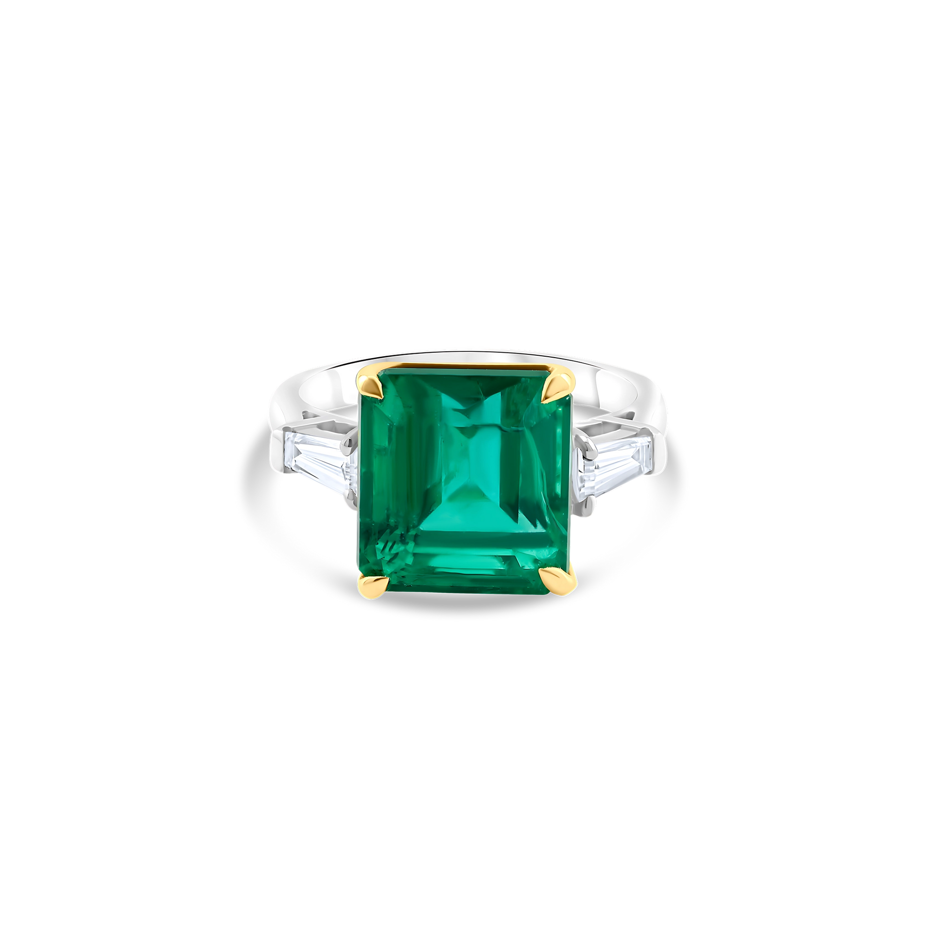 SQUARE EMERALD CUT EMERALD RING