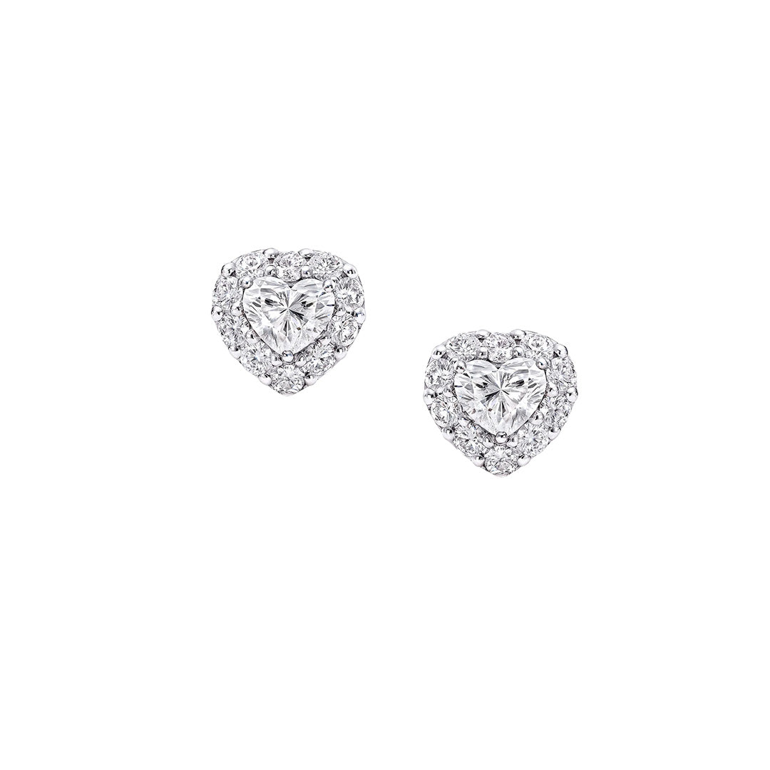 HEART HALO DIAMOND STUD EARRINGS