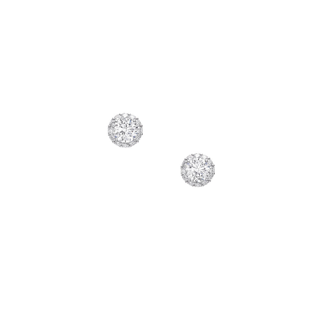 ROUND HALO DIAMOND STUD EARRINGS