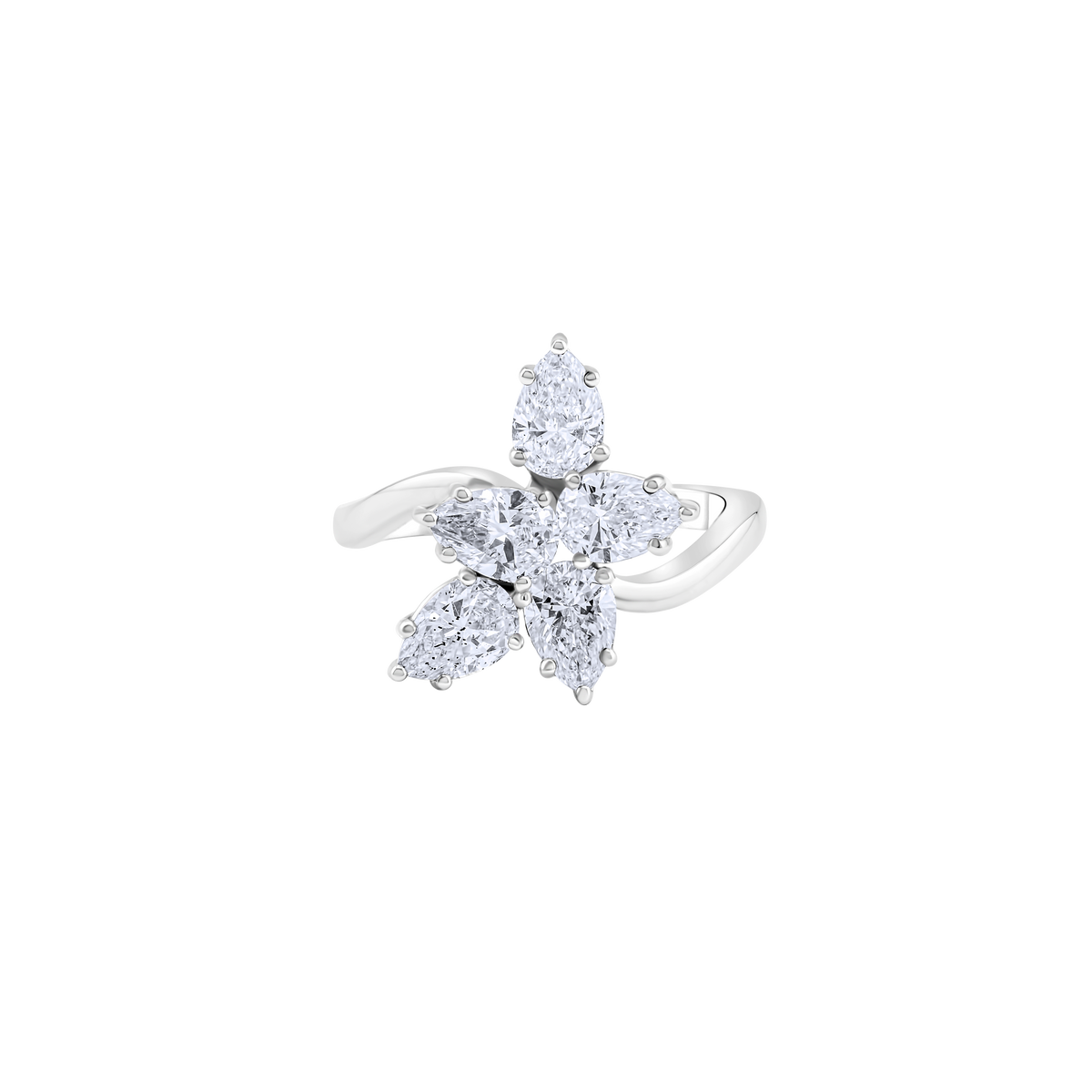 Pear White Diamond Ring