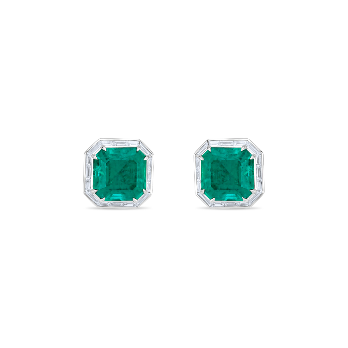 SQUARE EMERALD STUD EARRINGS