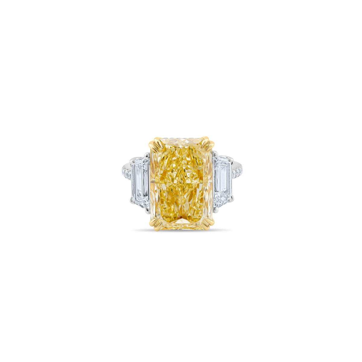 YELLOW RADIANT DIAMOND THREE-STONE RING