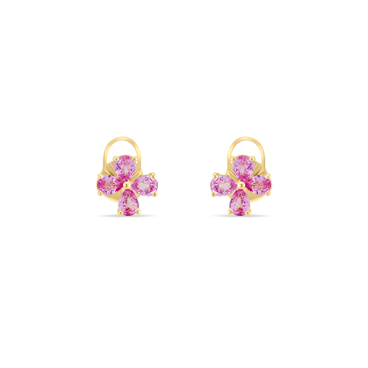 PINK SAPPHIRE FLORAL STUD EARRINGS