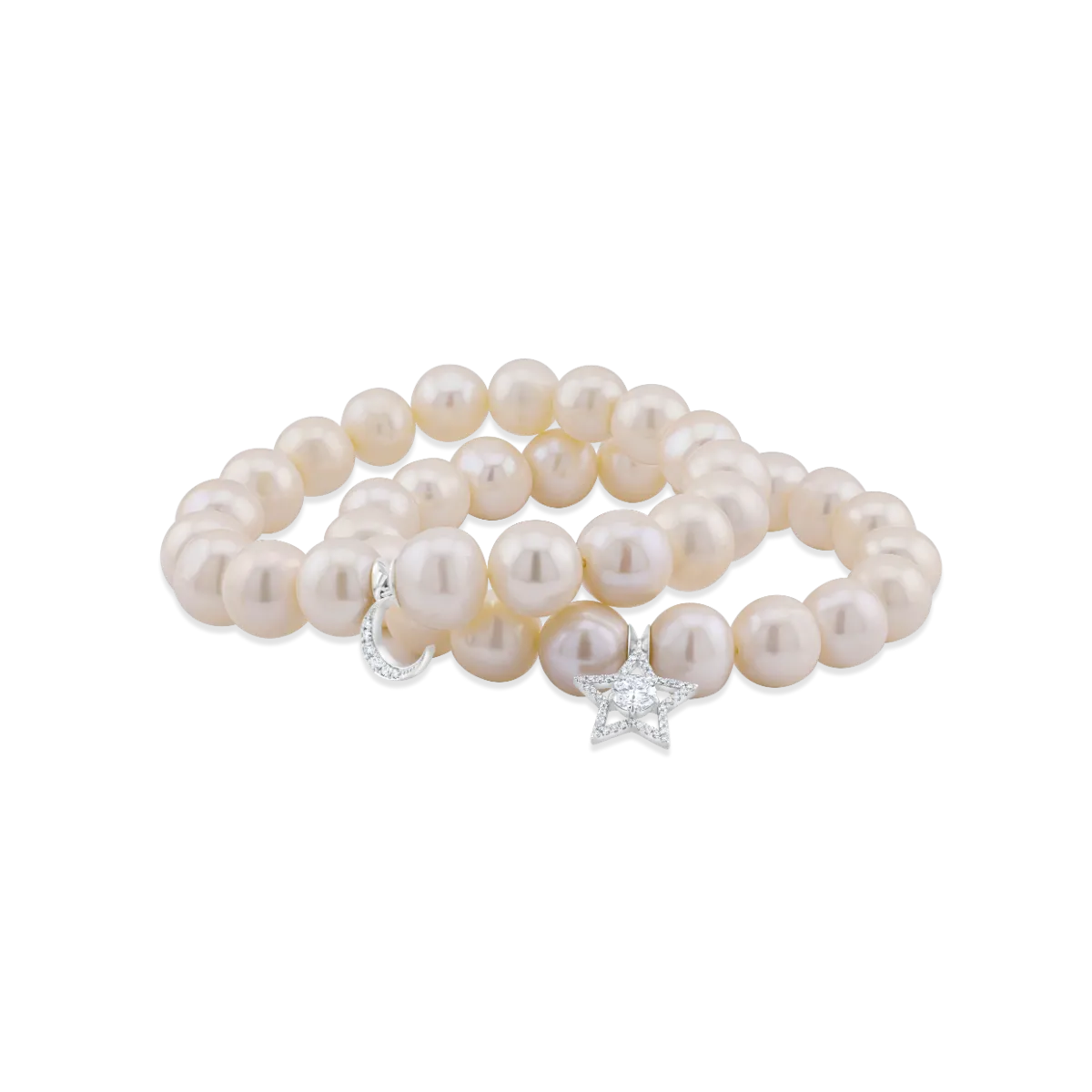 PEARL BRACELETS WITH DIAMOND CHARMS