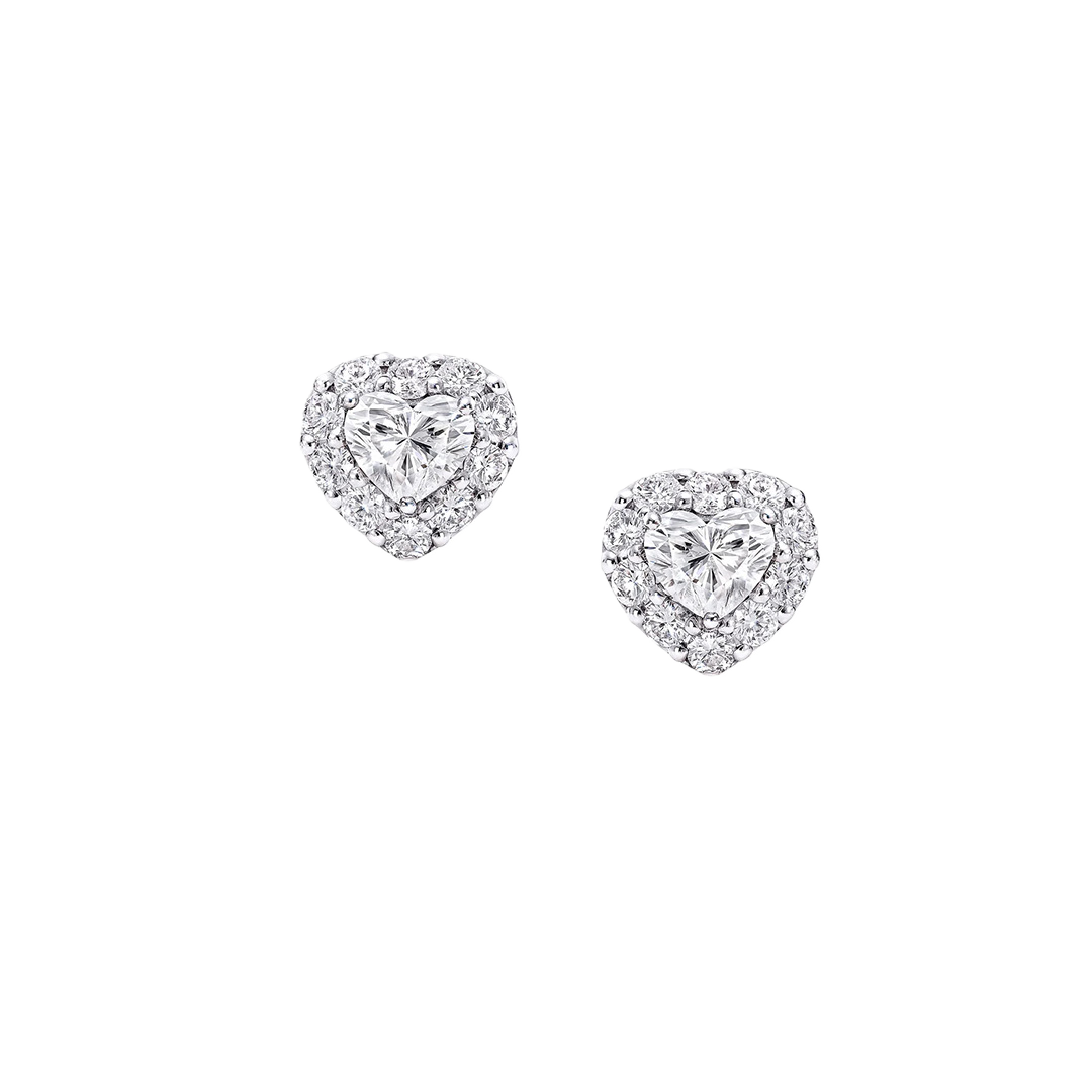 HEART HALO DIAMOND STUD EARRINGS