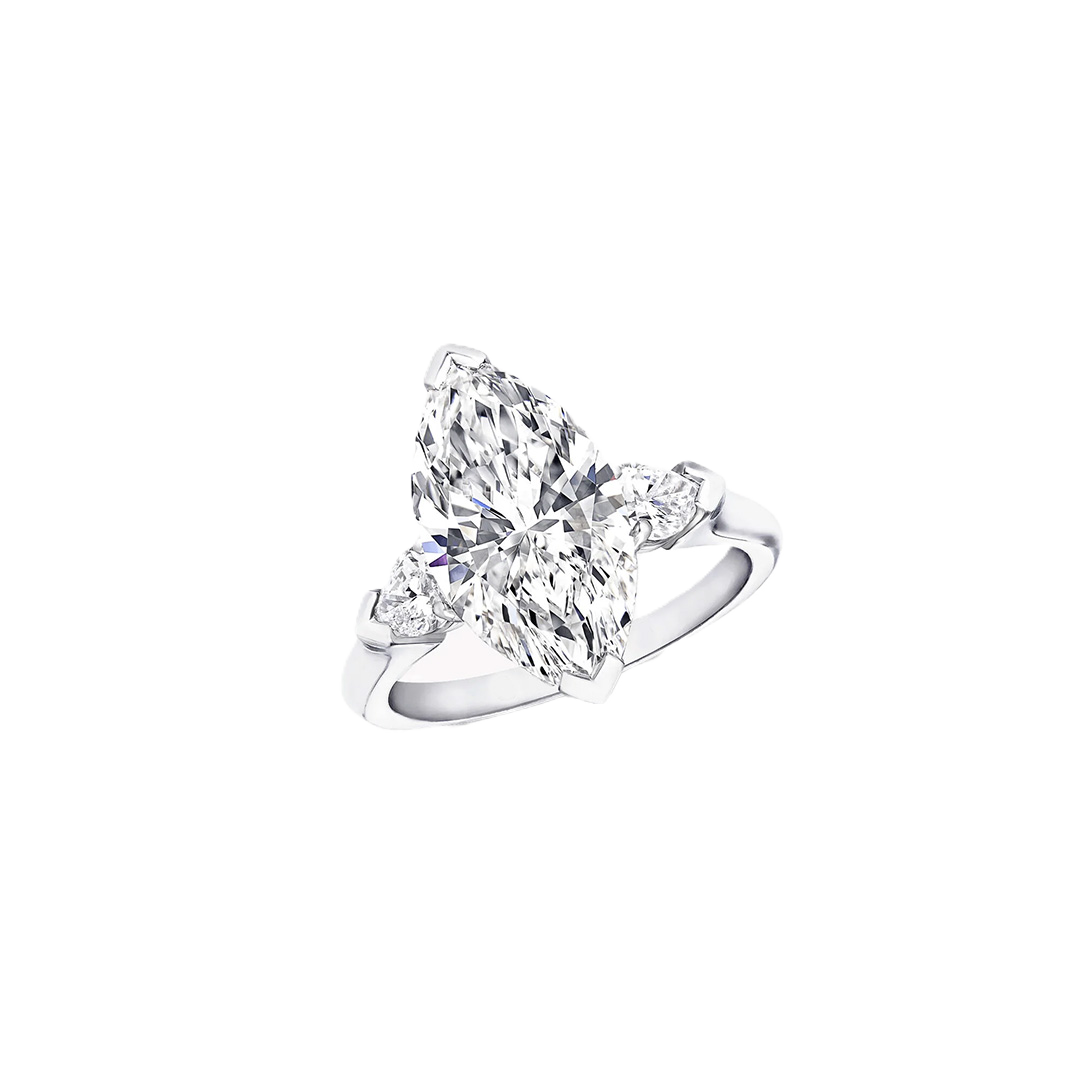THREE-STONE OVAL DIAMOND RING