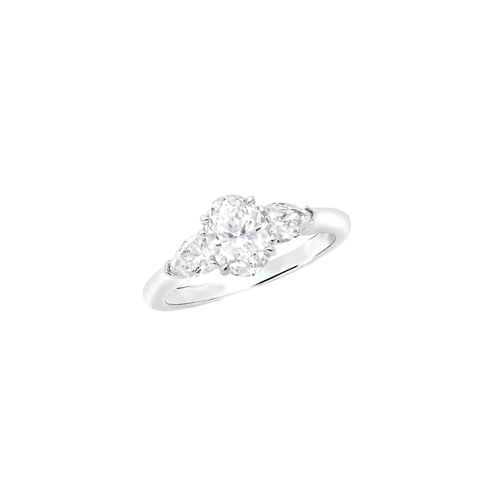 THREE-STONE OVAL DIAMOND RING
