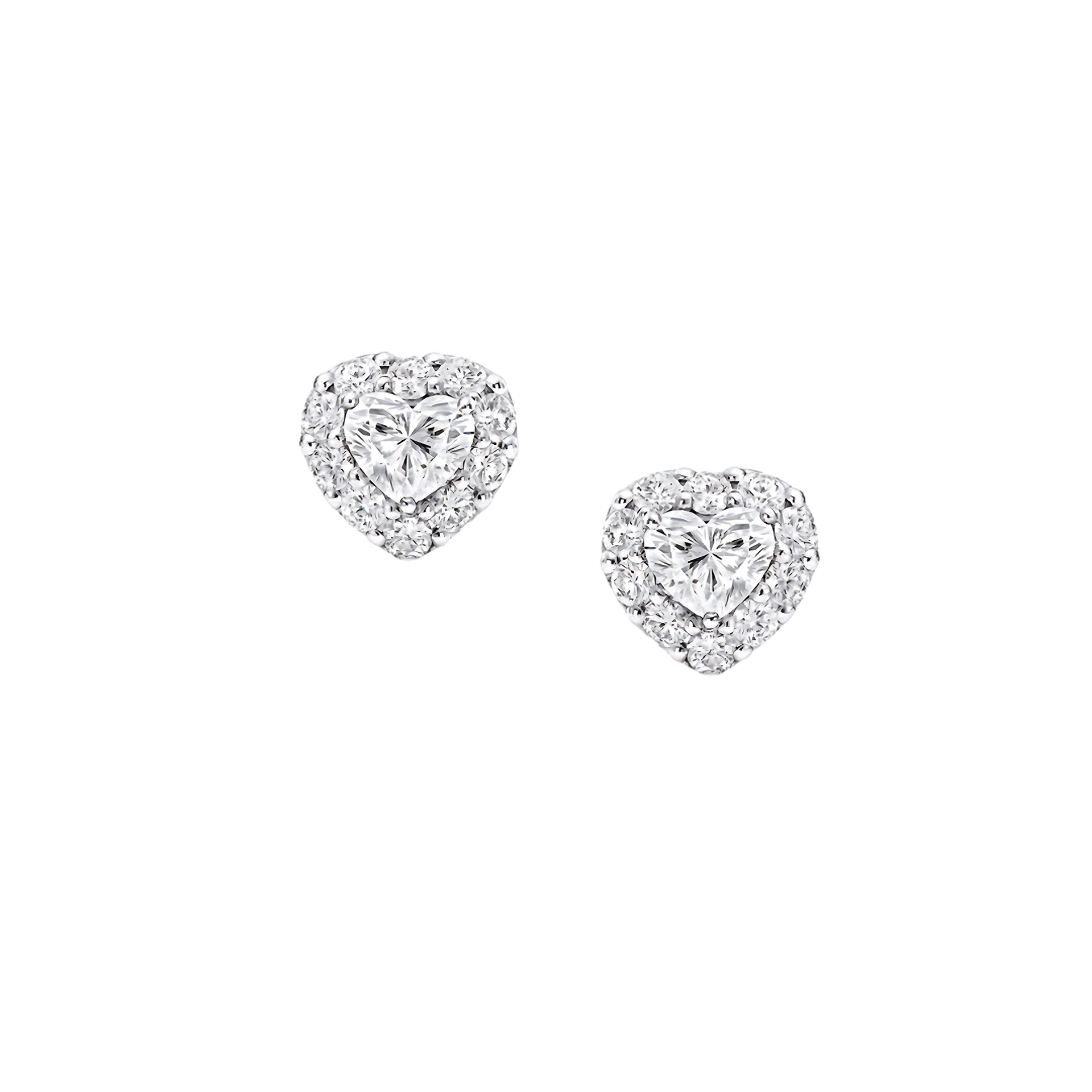 HEART HALO DIAMOND STUD EARRINGS