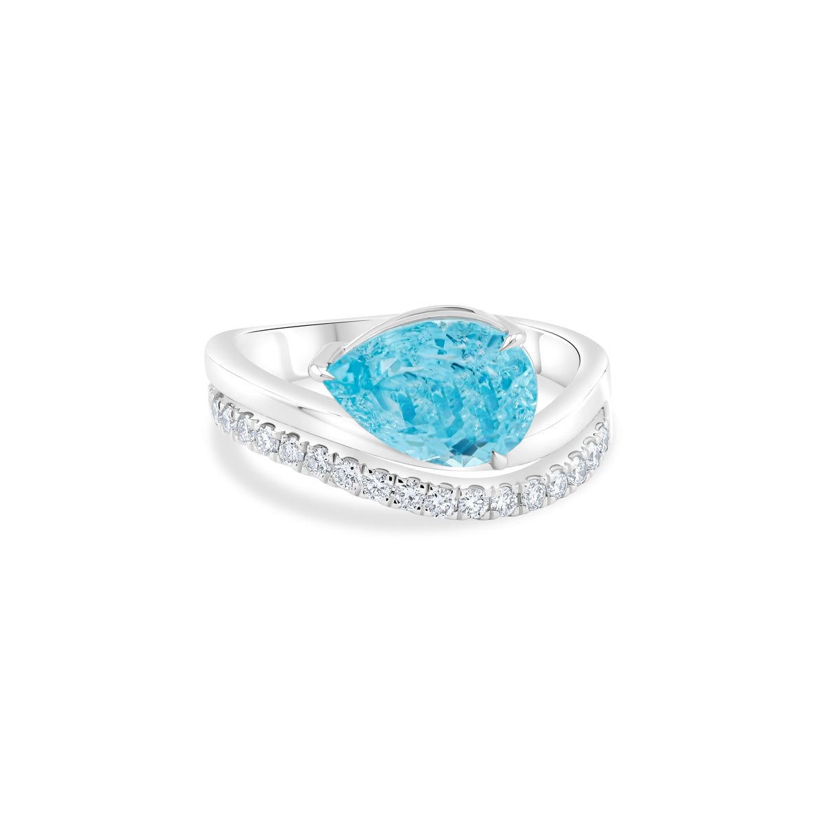 PARAIBA & DIAMOND BYPASS RING